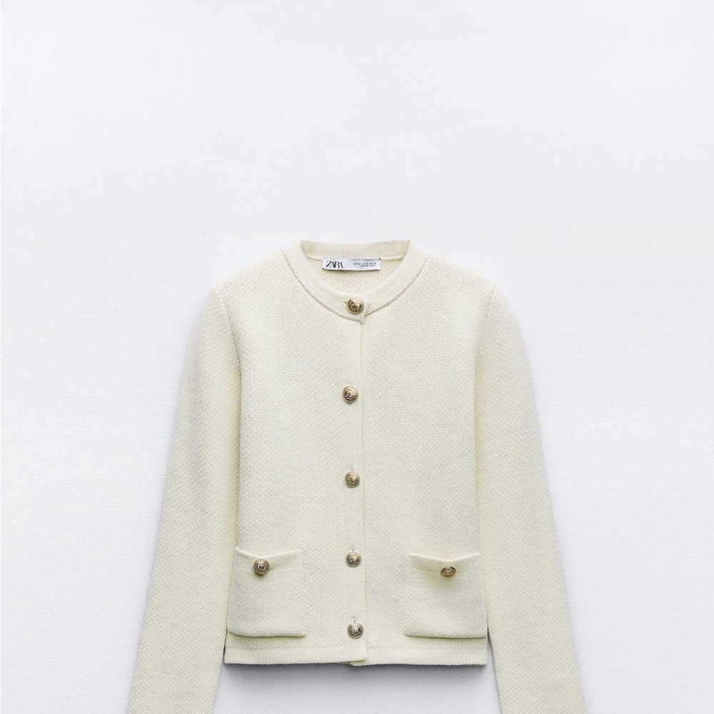 Zara Cream Textured Women's Blazer